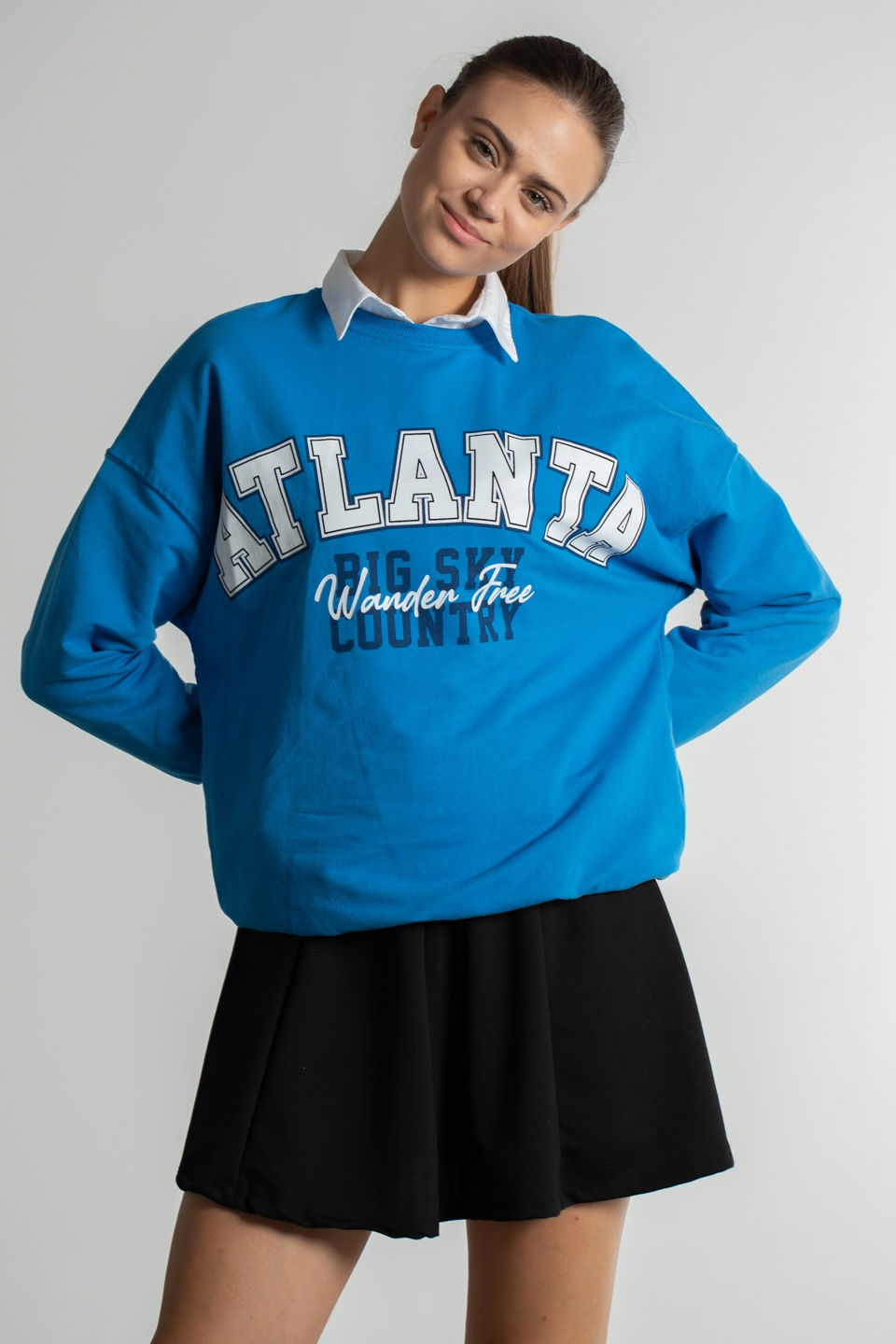 Atlanta Baskılı Sweatshirt - Saks