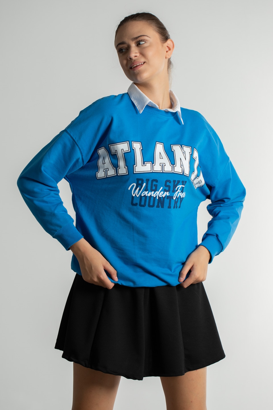 Atlanta Baskılı Sweatshirt - Saks
