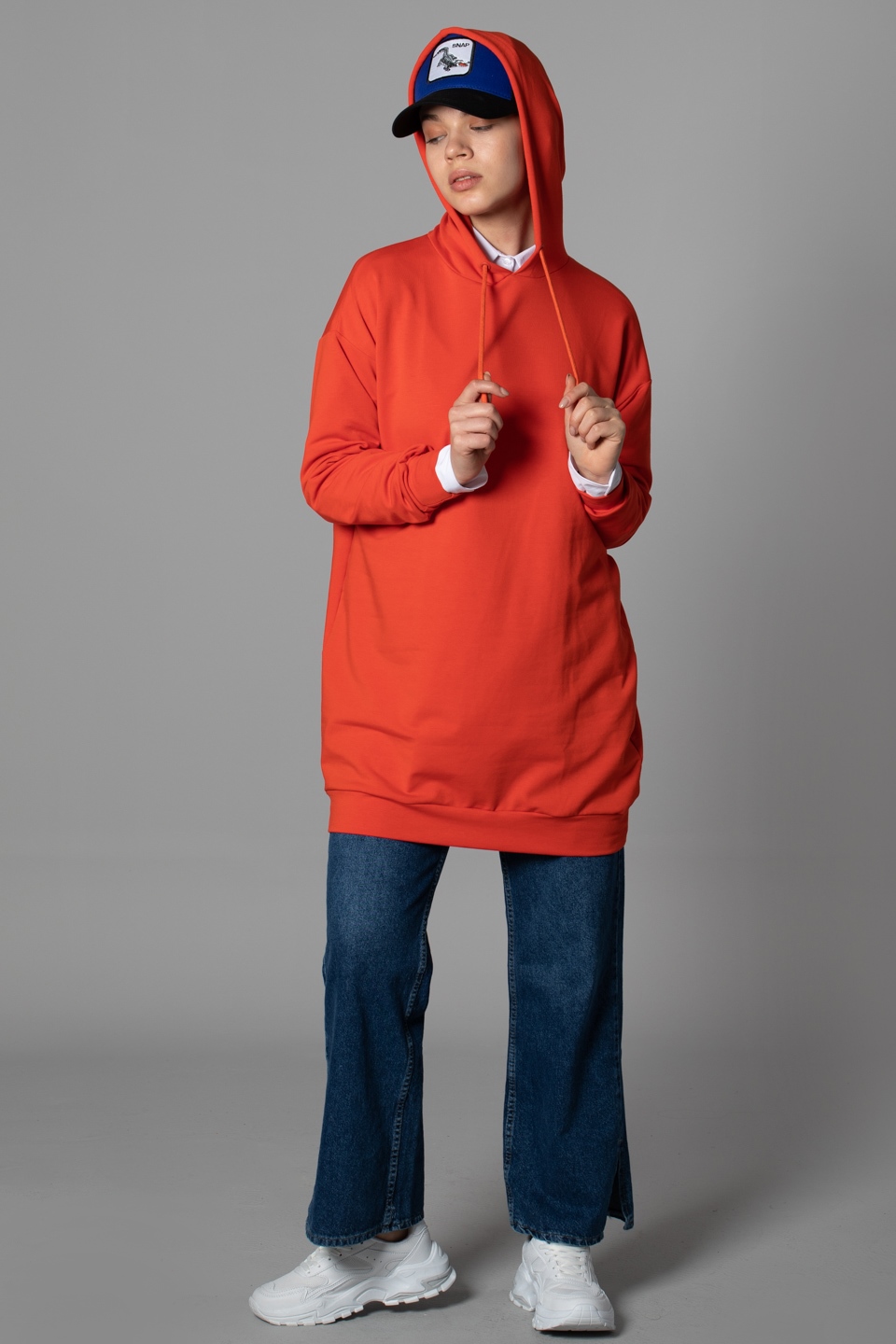 Kapüşonlu sweatshirt-20930 Oranj