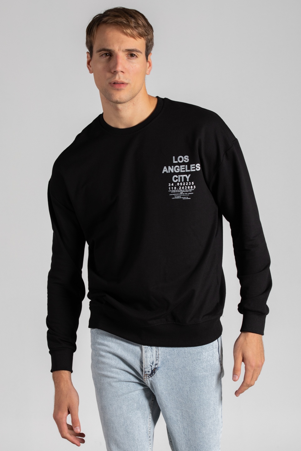 Los Angeles city baskılı sweatshirt-7000 Siyah